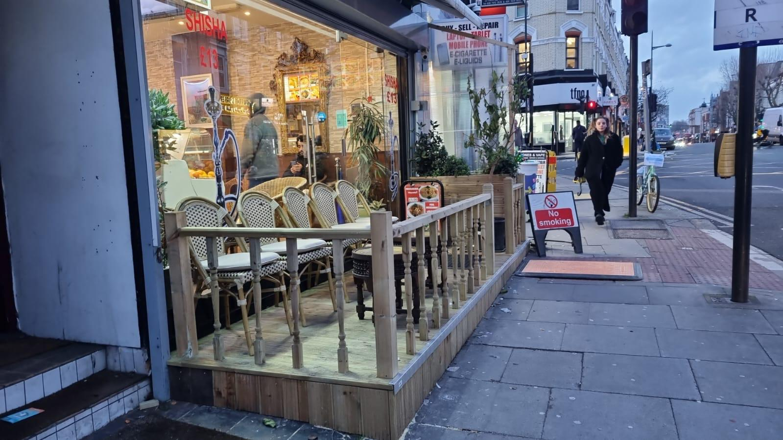 Al-Saha outdoor terrace on Kilburn High Road